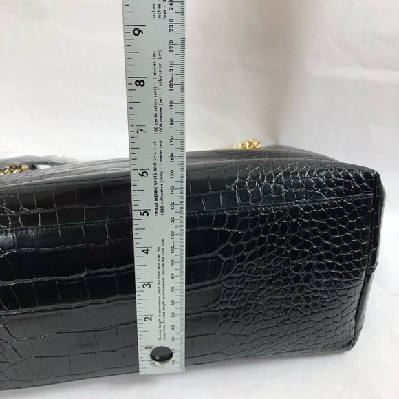 Victoria Secret Logo Midnight Croc Tote Shoulder Bag - Picture 12 of 15